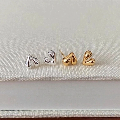 Orecchini A Lobo Cuore Argento Sterling 925 Design Fluido Minimalista Finitura Lucida Gioielli Romantici Per Donna