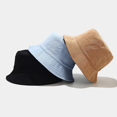 Cappello Da Pescatore In Velluto A Coste Reversibile Tinta Unita Vintage Retro Pieghevole Protezione Solare Unisex
