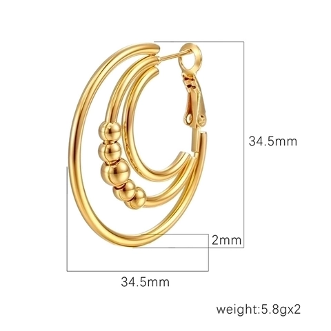 Multi Layer Geometric Hoop Earrings With Beads 18K Gold Plated Stainless Steel Minimalist Trendy Fashion Jewelry For Women