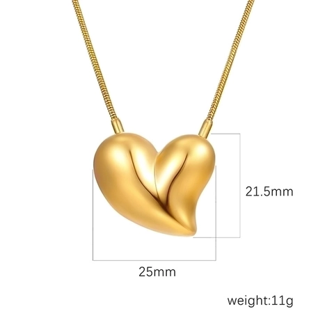 Collana Con Pendente A Cuore Acciaio Inossidabile Placcato Oro 18K Catena A Serpente Minimalista Gioielli Di Moda Per Donna