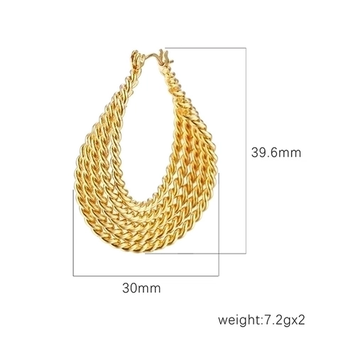 Pendientes De Aro Trenzados Multicapa Chapados En Oro De 18K Acero Inoxidable Estilo Francés Retro Joyería Para Mujer