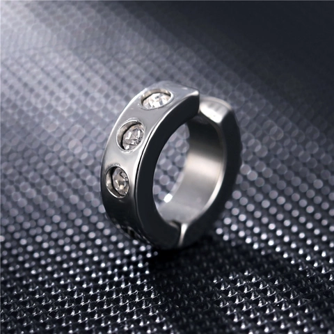Orecchini A Clip In Acciaio Inossidabile Senza Buco Clip Per Ossa Dell'orecchio Zircone Intarsiato Forma U Punk