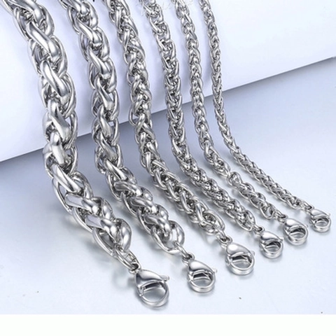 Men Stainless Steel Dragon Bone Chain Bracelet Wheat Weave Metal Fashion Jewelry Silver Tone