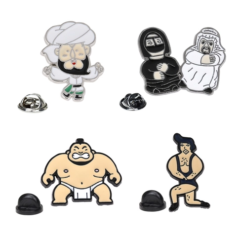 Kreative Cartoon Figur Emaille Pin Legierung Brosche Sumo Bodybuilder Weiser Mann Abzeichen Für Tasche Kleidung Deko Accessoire