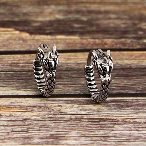 Vintage Drachen Creolen Edelstahl Punk Gothic Chinesischer Stil Schmuck Für Herren Damen