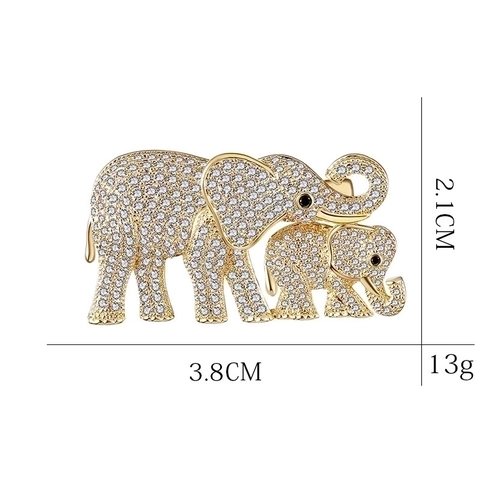Kupfer Strass Elefantenmutter Und Baby Brosche Mama Bär Tier Abzeichen Pin Schmuck Geschenk Für Damen Muttertag