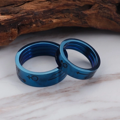 Klassischer Blauer Ring Aus 316L Edelstahl Für Herren Und Damen Geschlechtssymbole Mars Venus Punk Schmuck