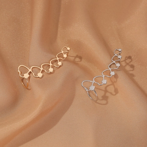 Orecchini Minimalisti In Acciaio Inossidabile A Forma Di Cuore Stella Trifoglio Piuma Gioielli Da Donna Senza Buco