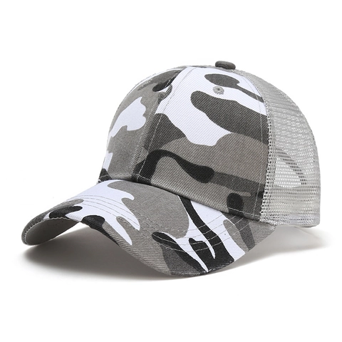 Mujer Hombre Gorra de Béisbol de Camuflaje Ajustable Malla Trucker Hat Protección Solar Gorro Militar Deporte Snapback