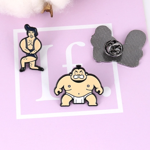 Spilla in Smalto a Forma di Lottatore di Sumo in Stile Giapponese Distintivo Creativo in Lega Souvenir Regalo per Decorazione di Vestiti e Borse