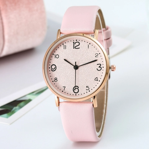 Women Fashion Minimalist Quartz Watch PU Leather Strap Alloy Case Casual Ladies Analog Wristwatch Ultra Thin Shell Watch
