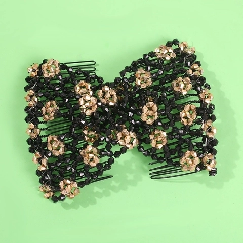 Magic Comb Beaded Elastic Double Hair Comb Hair Styling Clip Alloy Resin Beads For Women DIY Hair Accessories Bohemian