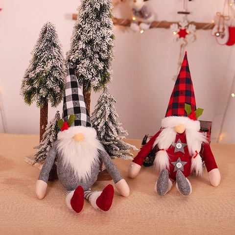 Christmas Gnome Curtain Buckle Tieback Knitted Fabric Faux Fur Swedish Tomte Faceless Doll Holiday Home Decor Ornament