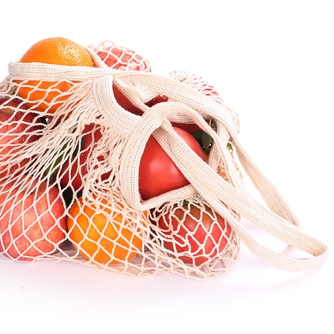Reusable Cotton Mesh Shopping Bag Eco Friendly Net Tote For Fruit Vegetable Storage Grocery Handheld Shoulder Style