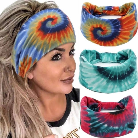 Women Wide Headband Elastic Polyester Spandex Breathable Yoga Sports Fitness Workout Bohemian Floral Leopard Print Hair Band