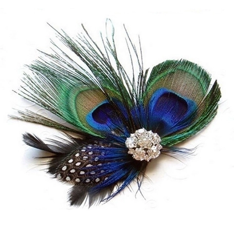 Fermaglio Per Capelli Con Piume Di Pavone Vintage Fascinator Con Strass Per Donna Matrimonio Festa Gatsby Copricapo Iridescente
