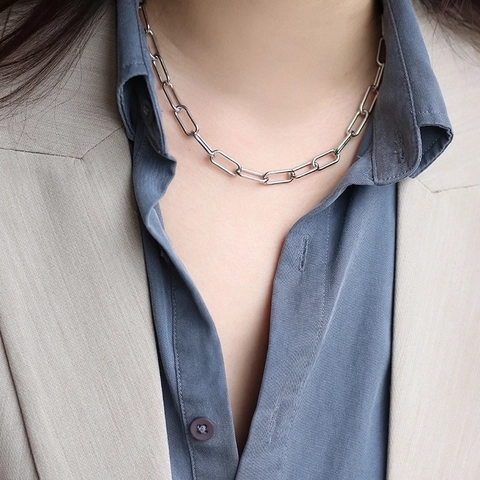 Büroklammer Kette Halskette 316L Edelstahl Minimalistisch Dicke Glieder Verstellbar Vielseitig Choker Für Damen