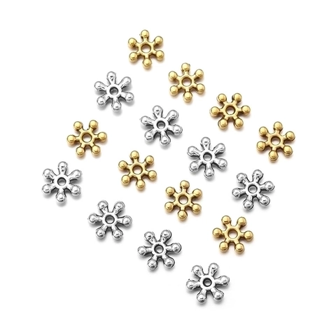 Perles D'Espacement Flocon De Neige En Alliage Vintage Motif Fleur Rétro Accessoires De Bijoux DIY Pour Bracelet Collier