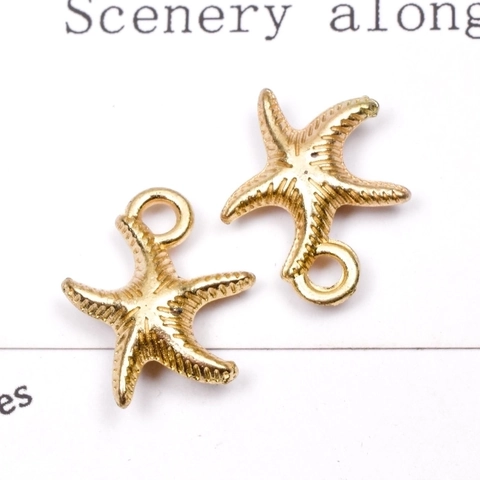 Starfish Charms Pendants Alloy Gold Plated For DIY Jewelry Making Ocean Theme Textured Handicraft Accessories