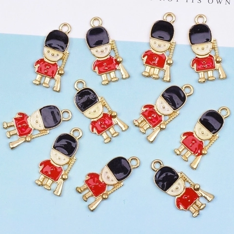 British Royal Guard Soldier Charms Alloy Enamel Cartoon Pendant DIY Jewelry Accessories For Necklace Bracelet Making