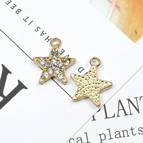 Stern Mond Anhänger Legierung Strass Vergoldet Für DIY Schmuckherstellung Halsketten Armbänder Funkelnde Mode Accessoires