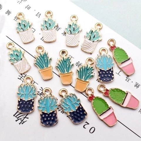 Ciondoli Piante Smaltate Lega Succulente Cactus Per DIY Creazione Gioielli Accessori Per Artigianato