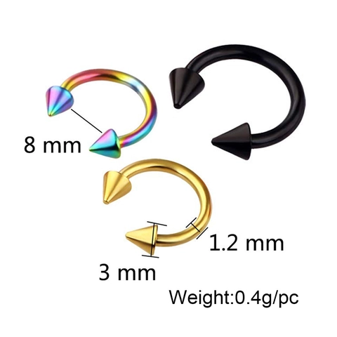 Stainless Steel Horseshoe Ring Circular Barbell Spike Ends Body Piercing Jewelry For Nose Ear Cartilage Lip Colorful