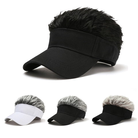 Gorra De Béisbol De Novedad Con Peluca De Cabello Sintético Sombrero Visera De Algodón Ajustable Para Fiesta Rendimiento Aire Libre Adulto