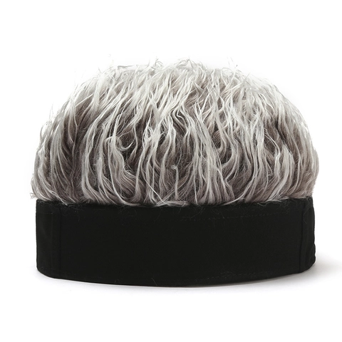 Funny Wig Docker Hat For Men Women Creative Spiky Synthetic Hair Retro Brimless Miki Landlord Cap For Cosplay Party Gift