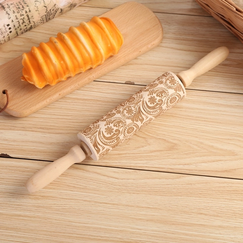 Mattarello In Legno Goffrato Inciso Rullo Per Biscotti Da Forno Natale Motivo Floreale Paisley Strumento Da Cucina Fai Da Te