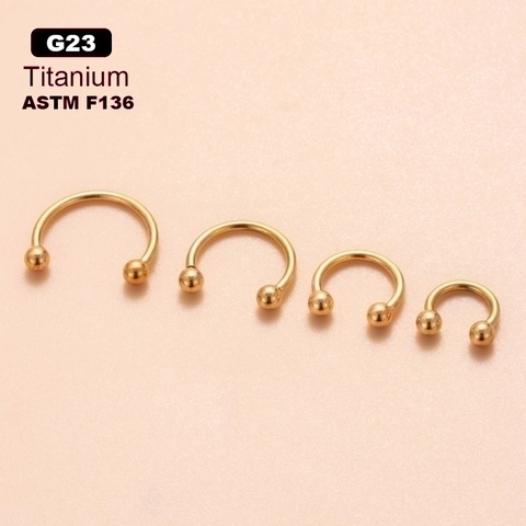 G23 Titanium Circular Barbell Horseshoe Ring Internal Thread Nose Lip Cartilage Piercing Body Jewelry ASTM F136 Plain