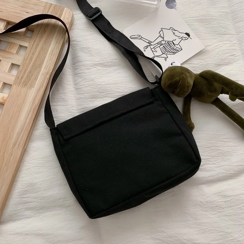 Canvas Shoulder Bag Harajuku Style Planet Embroidered Large Capacity Messenger Crossbody Bag For Student Daily Use