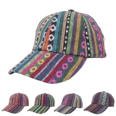 Bohemian Ethno Gewebte Baseballkappe Vintage Stammesmuster Verstellbarer Outdoor Sonnenhut Für Herren Damen Baumwollmischung