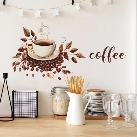 Adesivo Da Parete Tazza Di Caffè PVC Autoadesivo Decorazione Cucina Caffetteria Moderno Semplice Decalcomania Rimovibile