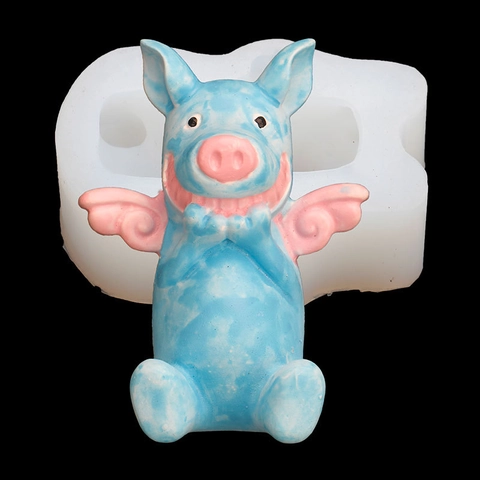 Cute Flying Pig Silicone Mold 3D Animal Shape For Handmade Soap Candle Plaster Diffuser Stone DIY Baking Chocolate Tool