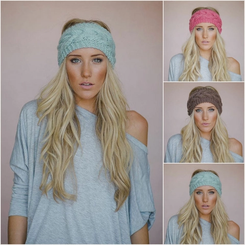 Zopfmuster Strick Stirnband Warm Winter Ohrenschützer Acht Twist Elastisches Haarband Für Frauen