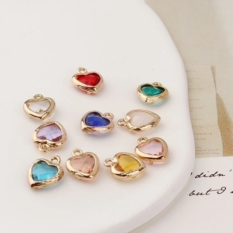 Mini Colgante Corazón Circón Cobre Chapado En Oro DIY Accesorios Para Joyería Hallazgos Artesanales