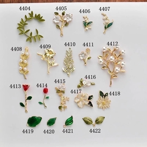 Blumen Blatt Charms Anhänger Legierung Emaille Tropföl Blumen Zweig Design DIY Schmuckherstellung Haarschmuck