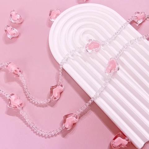 Rosa Herzperlen Brillenkette Aus Acryl Süße Transparente Harz Sonnenbrillenkette Dekoschnur Für Damen