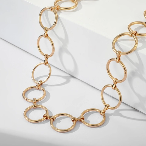 Alloy Kreisförmige Ineinandergreifende Ring Choker Halskette Statement Geometrische Chunky Gliederkette Mode Schmuck Für Damen