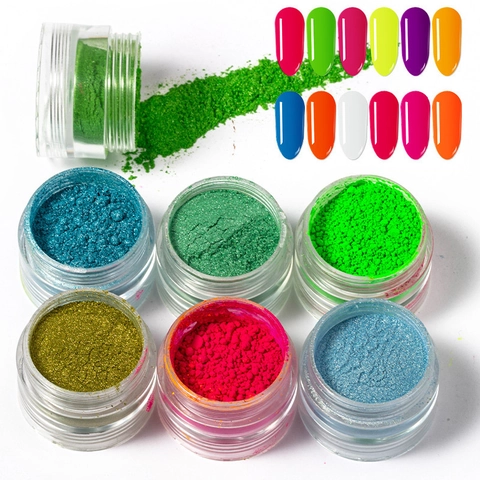 Nagelkunst Poeder Neon Pigment Kleurrijk Fluorescerend DIY Manicure Decoratie Stapelbare Flassen