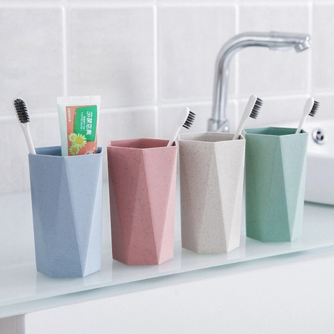 Bicchiere Per Spazzolino Da Denti Geometrico Plastica Ecologica Tazza Per Collutorio Texture Opaca Bagno Viaggio Lavaggio