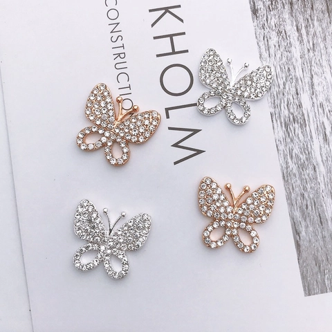 Exquisitos Dijes De Mariposa De Aleación Con Incrustaciones De Diamantes De Imitación Para Funda De Teléfono DIY Accesorios