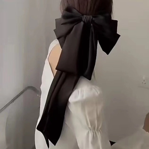 Molletta Per Capelli Con Fiocco Grande Raso Tessuto Nastri Lunghi Multistrato Elegante Fatto A Mano Accessori Capelli Sposa Donna