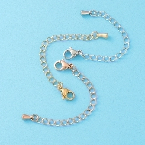 Jewelry Extender Chain 304 Stainless Steel With Lobster Clasp And Water Drop Pendant DIY Necklace Bracelet Extension Finding