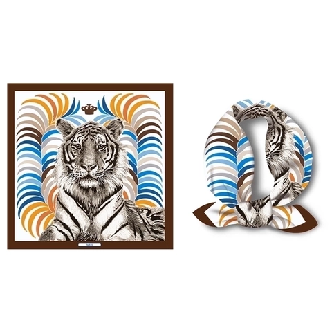 Pañuelo Cuadrado de Satén para Mujer Elegante Francés Artístico Estampado de Tigre Vintage Sarga Símil Seda Bufanda de Cuello Estilo París Bandana Decorativa