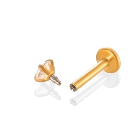 Piercing Labret In Acciaio Inossidabile Con Filettatura Interna E Zirconia Rotonda Base Piatta Gioielli Per Cartilagine