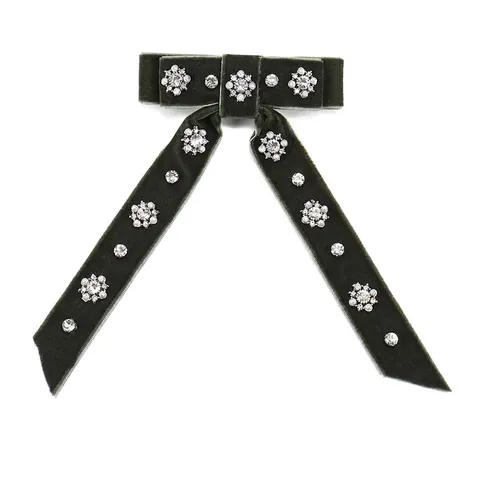 Elegant Velvet Bow Hair Clip With Rhinestone And Artificial Pearl Large Retro French Spring Clip Headpiece For Women Girls