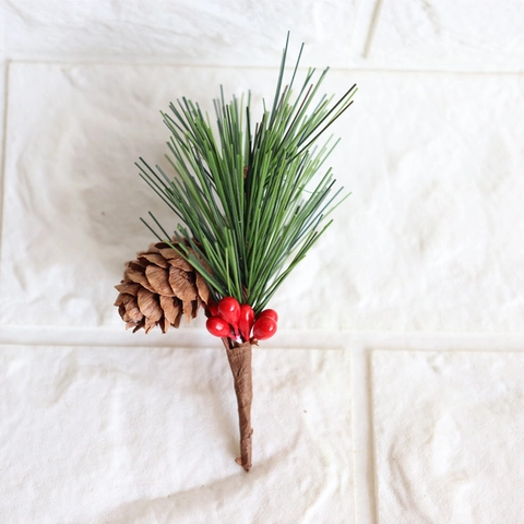 Picco Di Pino Di Natale Artificiale Con Bacche Rosse E Pigne Naturali Per Decorazione Fai Da Te Festiva