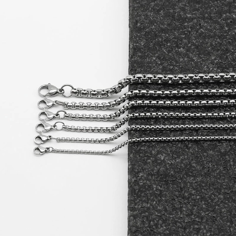 Minimalist Box Chain Necklace Stainless Steel Waterproof Non Fading Square Link Jewelry For Men Women